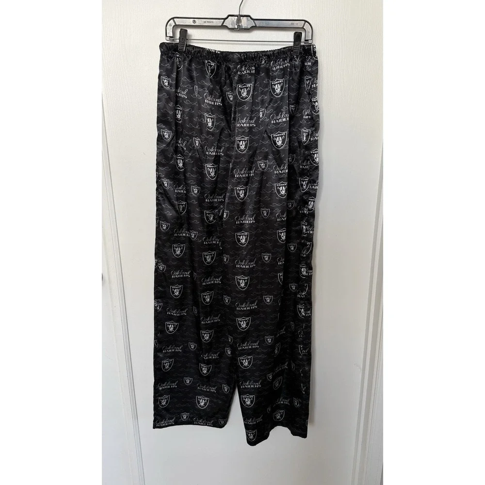 Oakland Raiders NFL For Her Satin Pajama Set XL Black Cami Top Pants Sleepwear